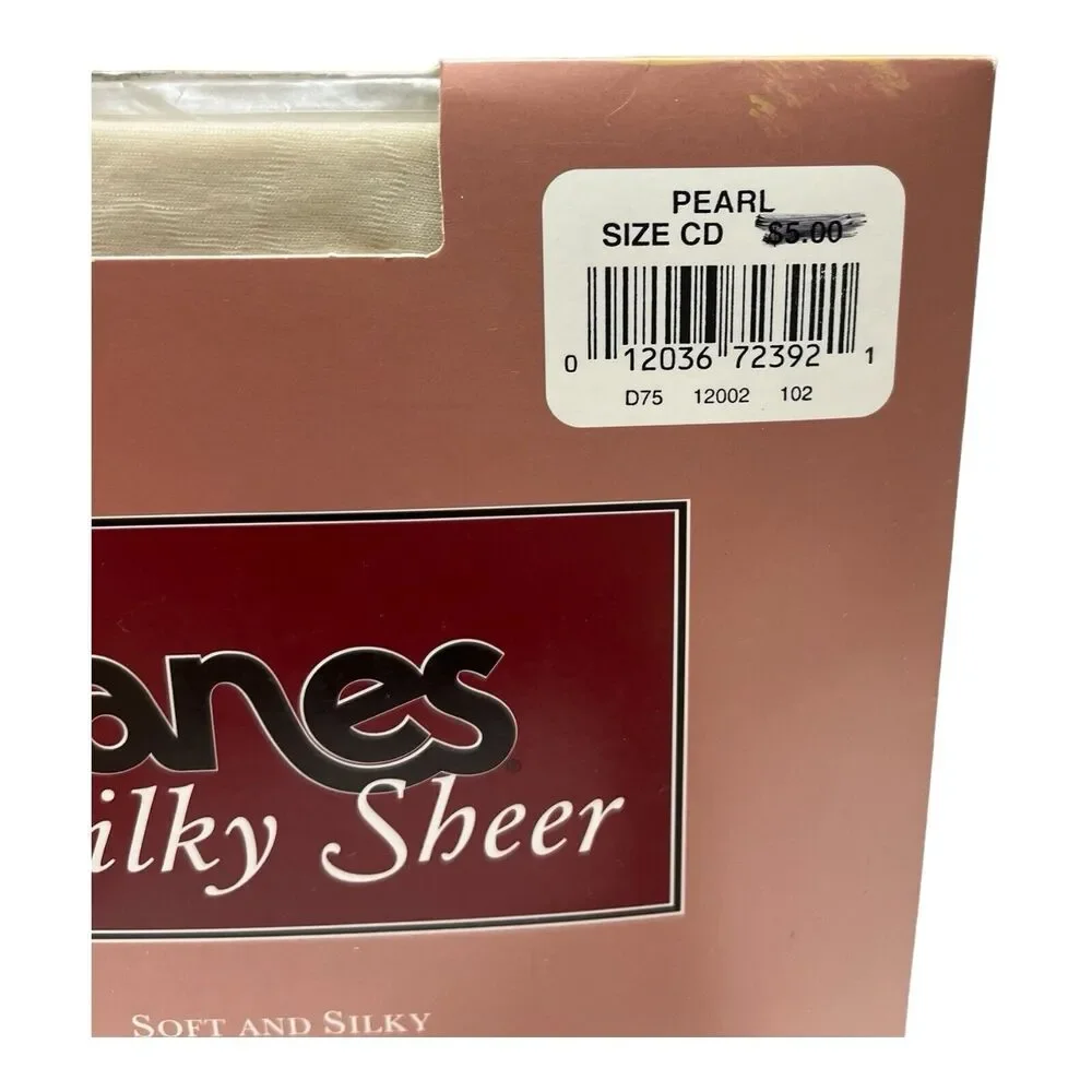 Vintage Hanes Silky Sheer Pantyhose Pearl Size CD Control Top Reinforced Toe